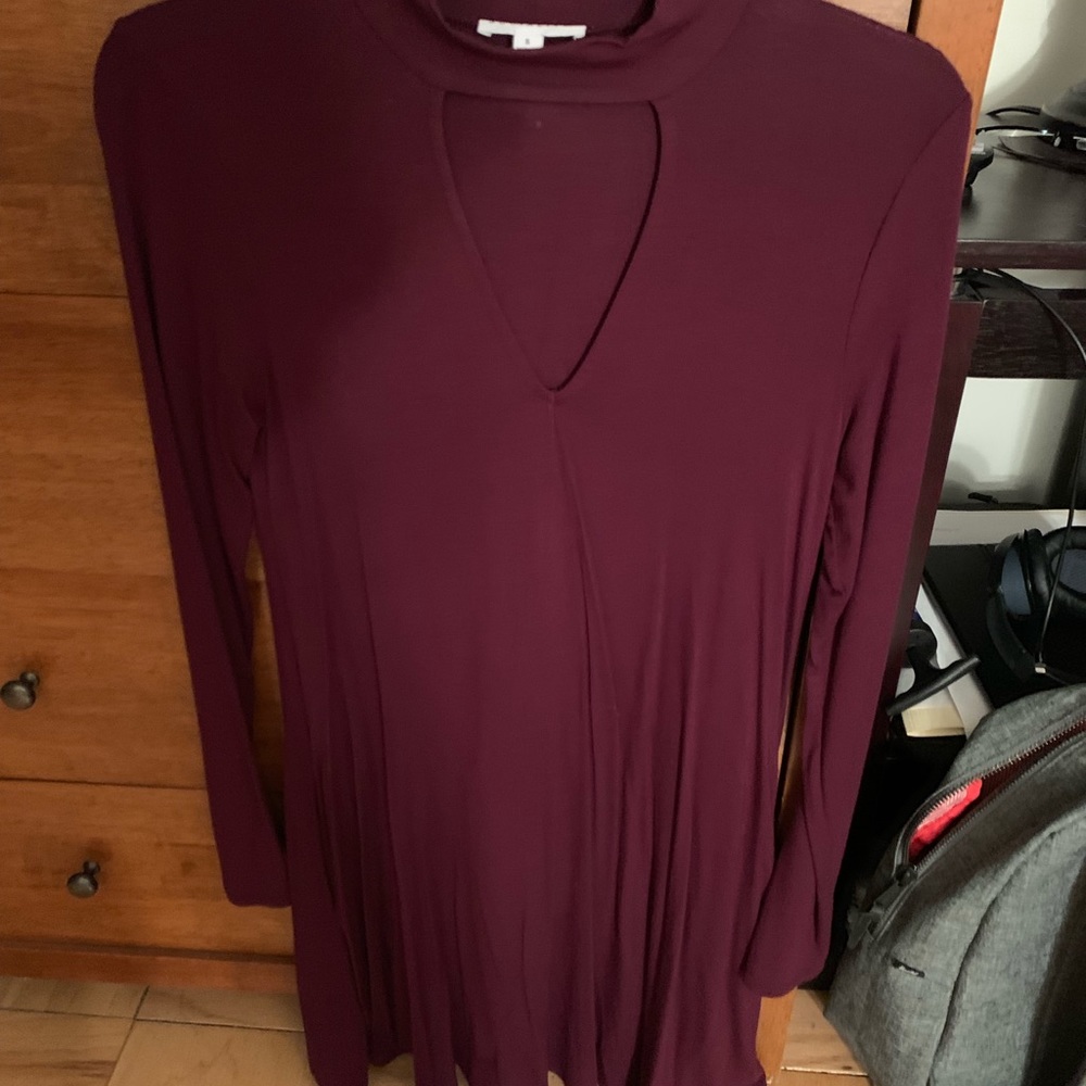 Long sleeve maroon knit dress
